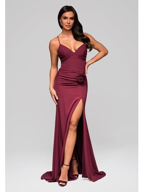 Ombre Ombre Sukienka wieczorowa LA-OM-DLR208 Bordowy Regular Fit
