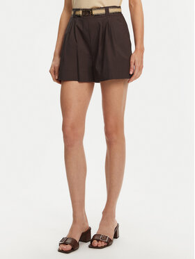 TWINSET TWINSET Šortky z materiálu 251TT2106 Hnědá Loose Fit
