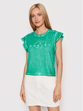 Hurley Hurley T-Shirt Flutter 3HKS0391 Grün Easy Fit