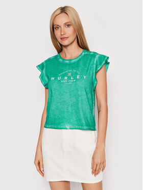 Hurley Hurley T-shirt Flutter 3HKS0391 Zelena Easy Fit
