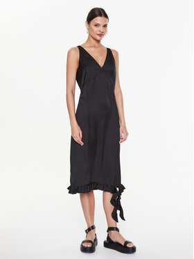 Remain Remain Cocktail obleka Light Satin Frill RM2212 Črna Regular Fit