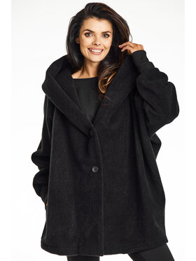Awama Awama Płaszcz A681 Czarny Basic Fit