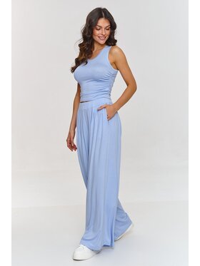 Makadamia Makadamia Komplet bluzka i spodnie M871 Błękitny Loose Fit