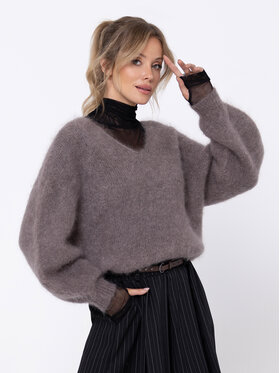 Miss LK Miss LK Sweter MISSLKS Brązowy Oversize