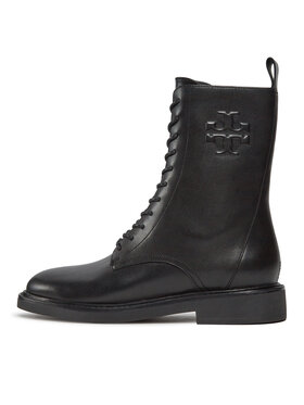 Tory Burch Čizme Double T Combat Boot 154336 Crna