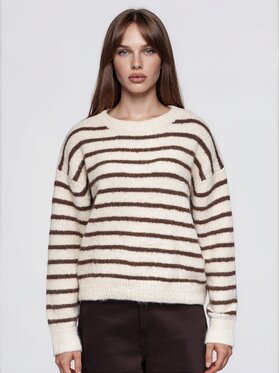 Ombre Ombre Sweter OW-SW-E0056 Beżowy Relaxed Fit
