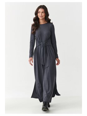 Makadamia Makadamia Sukienka dzianinowa M894 Szary A-Line Fit