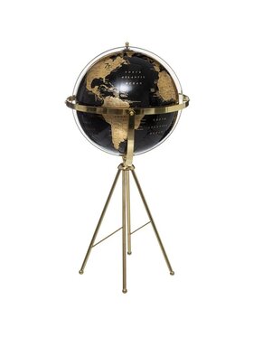 MIAhome MIAhome Globus czarno-złoty na trójnogu 75 cm Czarny
