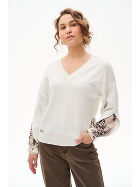 blue shadow blue shadow Sweter Alexis Biały Regular Fit