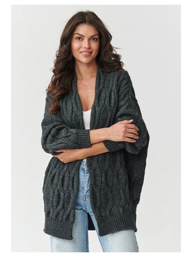 Makadamia Makadamia Kardigan S163 Szary Loose Fit