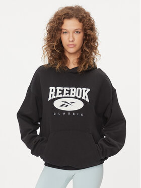 Reebok Reebok Džemperis ar kapuci Classics Big Logo IL4633 Melns Relaxed Fit