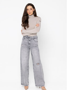 Miss LK Miss LK Jeansy MISSLKJ Szary Wide Leg