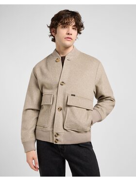 Lee Lee Kurtka przejściowa WOOL BOMBER JACKET Szary Regular Fit