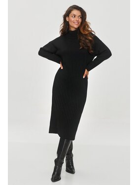 Makadamia Makadamia Sukienka dzianinowa S154 Czarny Loose Fit