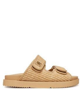 Tommy Hilfiger Tommy Hilfiger Klapki Double Strap Raffia FW0FW08940 Beżowy