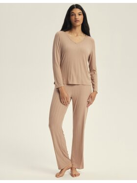 Esotiq Esotiq Piżama 44388 Beżowy Regular Fit