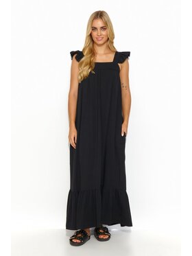 Makadamia Makadamia Sukienka letnia M817 Czarny Loose Fit