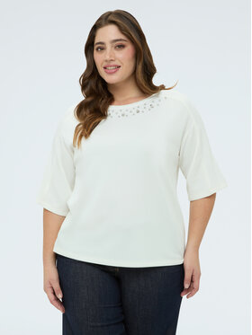 Fiorella Rubino Fiorella Rubino Bluza G899L009281N011 Biały Boxy Fit