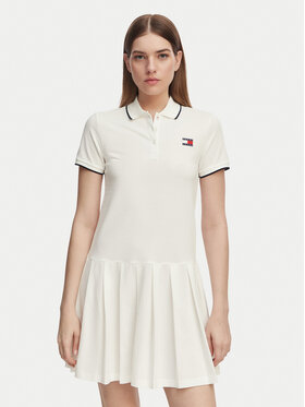 Tommy Jeans Tommy Jeans Kleid für den Alltag Tommy Badge DW0DW22328 Weiß Relaxed Fit