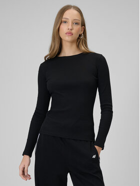 4F 4F Bluzka BASIC+ Czarny Slim Fit