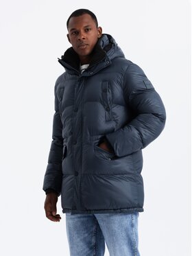 Ombre Ombre Kurtka zimowa OM-JALJ-0186 Granatowy Regular Fit