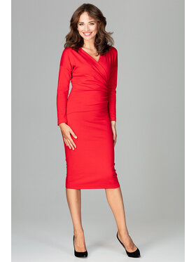 Lenitif Lenitif Šaty K477 Červená Slim Fit