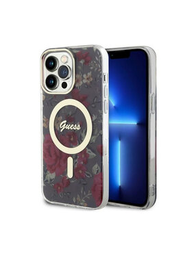 Guess Guess Etui na telefon Flower MagSafe Zielony