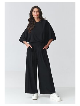 Makadamia Makadamia Komplet bluzka i spodnie M926 Czarny Loose Fit