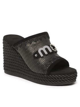Mou Mou Чехли Rope Wedge Big Metal Logo SW361000C Черен