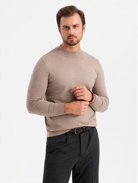 Ombre Ombre Sweter OM-SWTN-0125 Beżowy Regular Fit