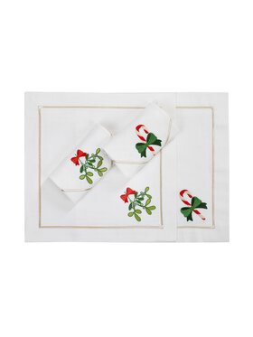 Roseberry Home Roseberry Home Serwetki Candy Cane & Mistletoe Panama Biały