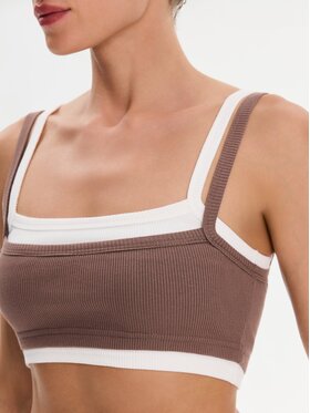 Nudyess Nudyess Top Lisa z prążka Brązowy Slim Fit