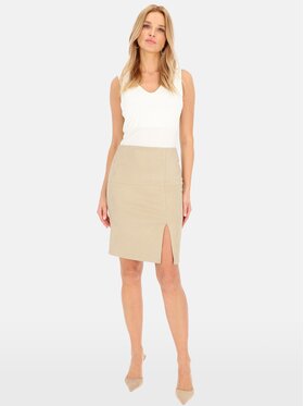 Perso Perso Spódnica mini JPE241075F Beżowy Regular Fit