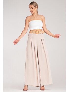FIGL FIGL Bavlnené nohavice M1160 Béžová Loose Fit