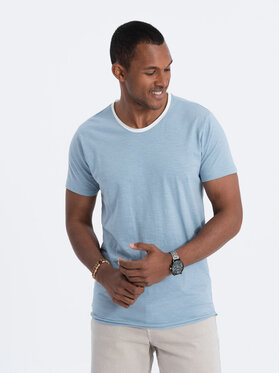 Ombre Ombre T-Shirt OM-TSCT-22SS-004 Niebieski Regular Fit
