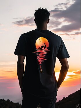 MyStars MyStars T-Shirt Koszulka Z Krótkim Rękawem Męska Czarna MyStars Sundown ZACHÓD SŁONCA M Czarny Regular Fit