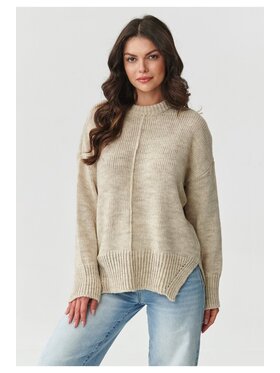 Makadamia Makadamia Sweter S159 Beżowy Loose Fit
