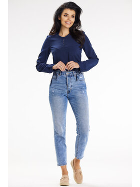 Awama Awama Koszula A651 Granatowy Basic Fit