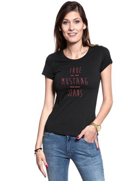 Mustang Mustang T-Shirt ALEXIA C PRINT Czarny Slim Fit