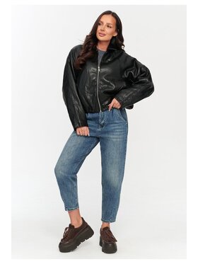 Makadamia Makadamia Kurtka skórzana C76 Czarny Loose Fit