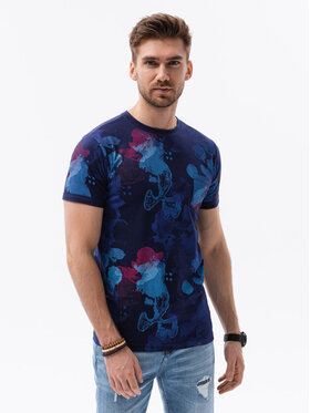 Ombre Ombre T-Shirt S1377 Niebieski Regular Fit
