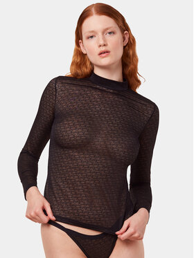 Triumph Triumph Majica Triumph Signature Sheer Shirt 10216862 Crna Slim Fit