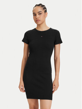 Tommy Jeans Tommy Jeans Rochie de vară Flag DW0DW22613 Negru Slim Fit