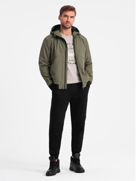 Ombre Ombre Bunda pro přechodné období OM-JANP-0149 Khaki Regular Fit