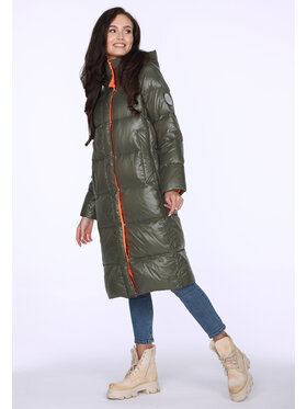 Perso Perso Zimní kabát puchowy z szelkami Khaki Regular Fit