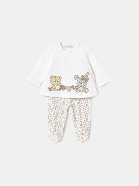 Mayoral Mayoral Set de bluză și pantaloni cu botoșei 1588 Alb Regular Fit