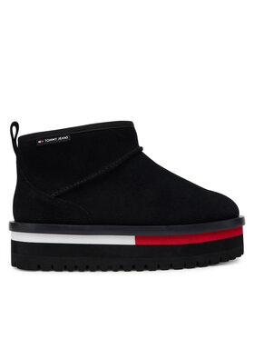 Tommy Jeans Tommy Jeans Апрески Tjw Flatform Snow Boot Suede EN0EN02841 Черен