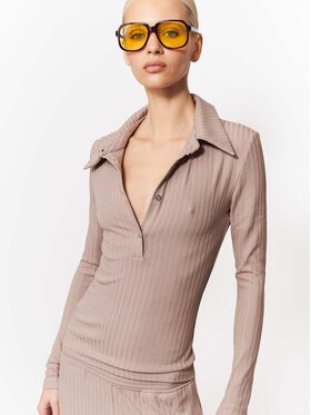 La Mania La Mania Bluzka LESLEE Beżowy Basic Fit