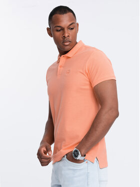 Ombre Ombre Polo OM-POBS-0100 Pomarańczowy jasny Regular Fit