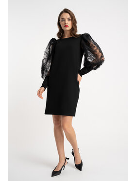 CLICK CLICK Koktejlové šaty 60-6015 Čierna Casual Fit